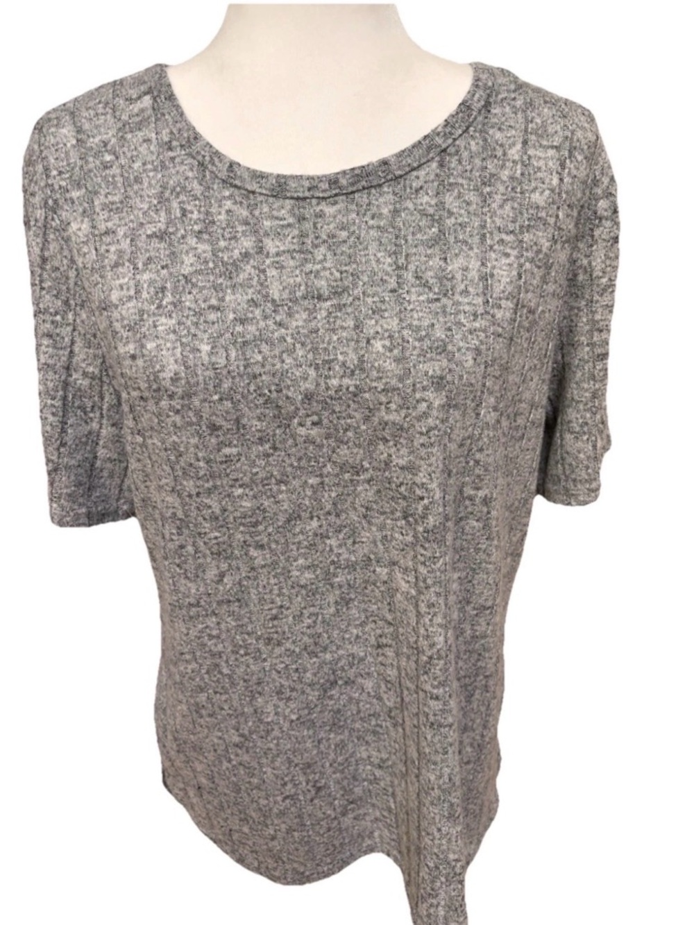 Alison Andrews Grey Short Sleeve Top With Bling On Sleeves Woman’s XL